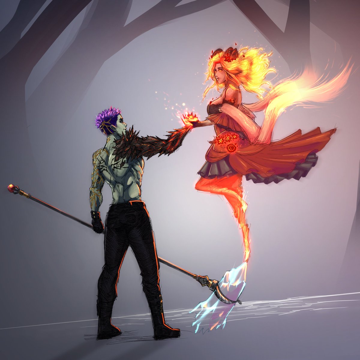 SebasChangBravo's tweet photo. Rau’shan and Kamort

#criticalrolespoilers #criticalrolefanart https://t.co/QVocvy5FAR