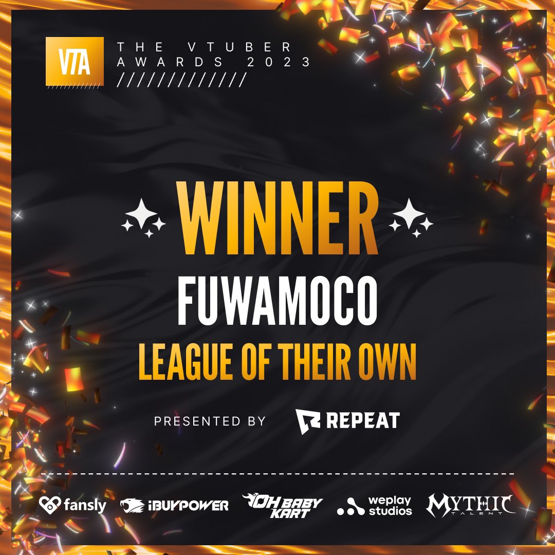 Congratulations to @fuwamoco_en for winning the League of Their Own award, presented by @Repeatgg! #VTuberAwards