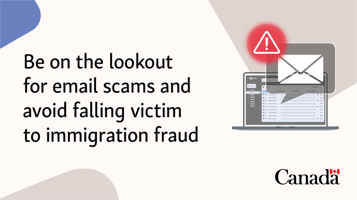 Scam alert ⚠️If it didn’t come from the Government of Canada “gc.ca” or “canada.ca” email account – it may be a fake! Use these tips to help you spot if an email is a scam: • The email is sent from a private address or a free Web mail address…