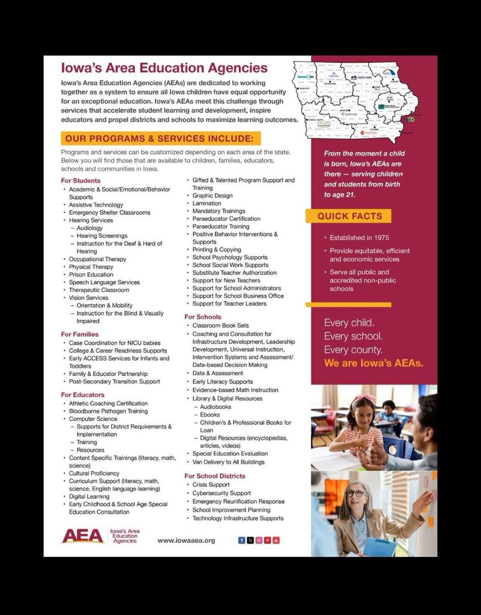 As @IAGovernor talks about 'evaluating' (code word for cutting) our AEA system, please have a look how school districts around Iowa benefit from them, every day! #iowaedchat #iowaedfuture