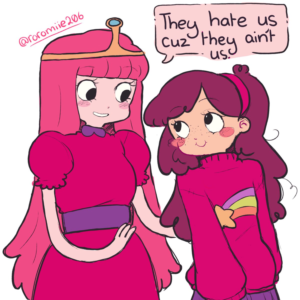 mhm. yeah. definitely the most evil girls in all of cartoon history. disgusting. #AdventureTime #GravityFalls #PrincessBubblegum #MabelPines #fanart