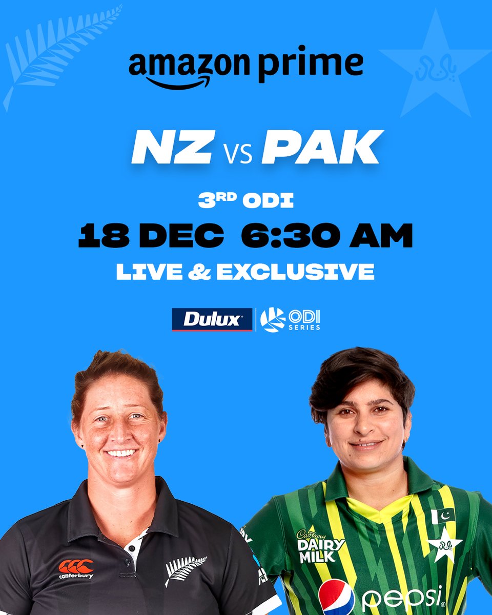 witness the thrill and dedication in the ultimate clash! 🔥🏏 Watch #NZvsPAK Women’s 3rd ODI, Dec 18 LIVE & Exclusive only on Prime Video! #CricketOnPrime