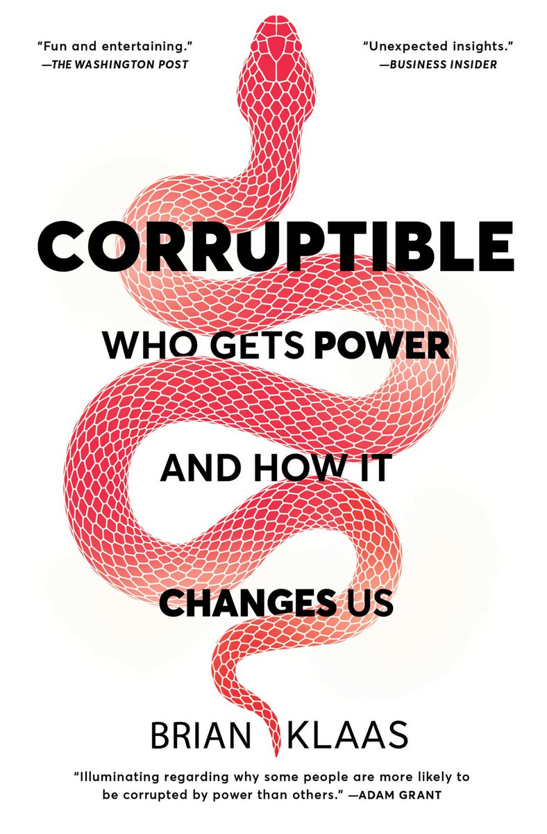 3. Corruptible. @brianklaas. Terrific blend of political science and psychology. Is a hunger for power born or made? Good or bad? Why do we keep electing terrible people? Maybe we should stop doing that? amazon.com/Corruptible-Wh…
