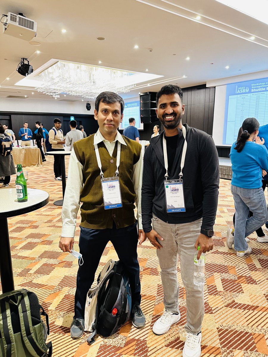 Will be at #ASRU2023 for next five days to present FastConformer work, come say Hi. Below is my pic with my fav professor Prasanta.