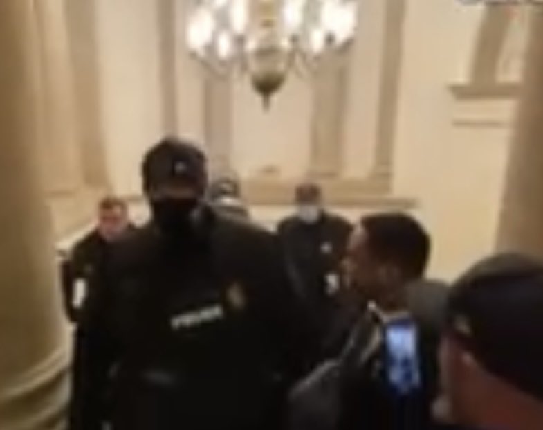 On #Jan6 I saw bad people doing bad things, good people doing good things, and otherwise good people doing really stupid things. This, on both sides of the police line. What I can’t find … is a single second of video of @CapitolPolice Officer Harry Dunn (@libradunn) doing a