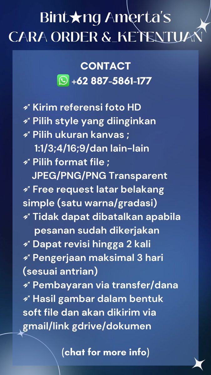 BintangAmerta's tweet image. Hi, Bintang Amerta open commission jasa gambar ilustrasi digital nih. Start from 10k aja loh. Selalu terbuka jika kalian ingin chat untuk order ataupun tanya-tanya dulu yaa!
💌 wa.me/628875861177

#zonauang #zonaba #zonajajan