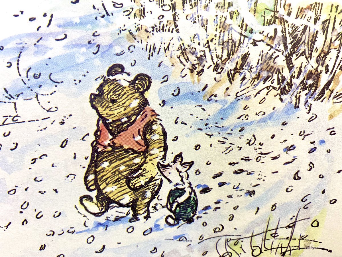 Piglet was wearing a white muffler round his neck and feeling more snowy behind the ears than he had ever felt before. “Pooh,” he said a little timidly, because he didn’t want Pooh to think he was Giving In, “I was just wondering. How would it be if we went home now?” ~A.A.Milne