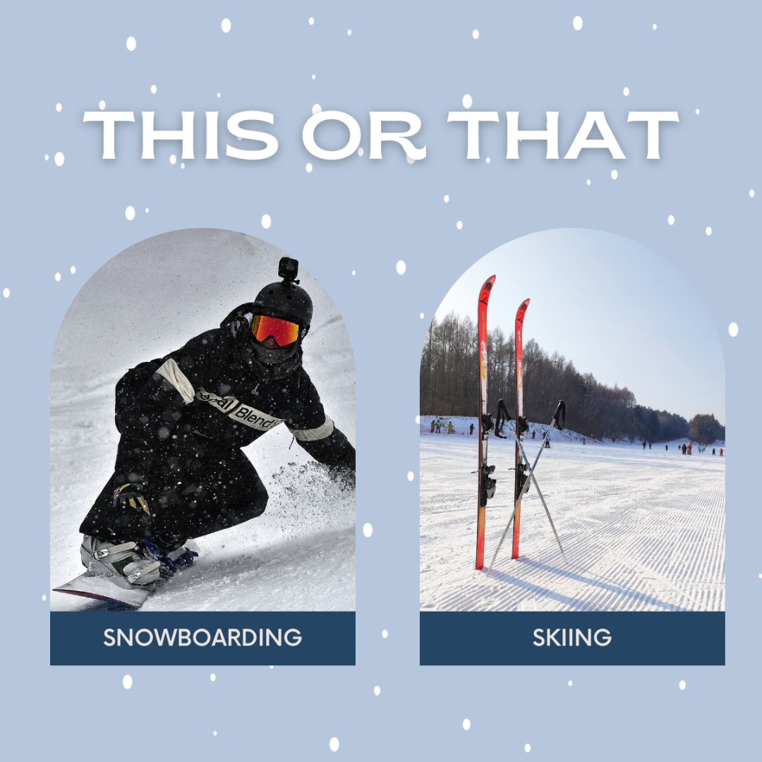 Are you hitting the slopes as a snowboarder or a skier this winter? Comment below.

#thisorthat #skiing #holidayactivities #winterfun #snowboarding