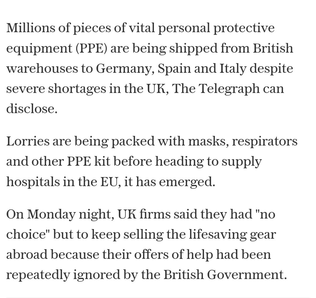 @carolvorders @RachelReevesMP Let's not forget there were companies that were ALREADY manufacturing PPE that was then shipped abroad as a result of @Conservatives cronyism