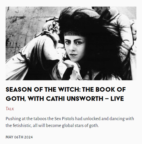 Tonight LIVE at the museum - Season of the Witch: The Book of Goth, with Cathi Unsworth - LIVE #Witch #fetisgh #Goth #CathiUnsworth thelasttuesdaysociety.org/exhibition/sea…