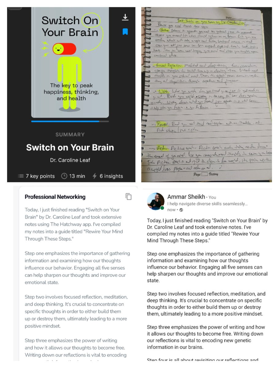 Ammarsheikhs1's tweet image. Since yesterday, using Voicepal has made my note-taking system incredibly easy and productive.

1. I listen to books on Headway, then create written notes.

2. I record these notes on the Voicepal app, which converts my voice into a transcript. The same app then turns these…