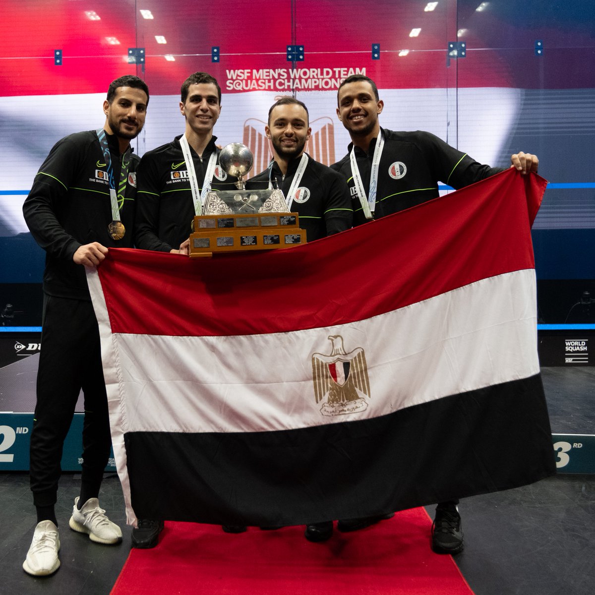 🏆🏆🏆 A third title in a row for Egypt! 🇪🇬 Egypt win an entertaining final against England to defend their WSF Men's World Team Championship crown 📝 Report and reaction from New Zealand ⬇️ wsfmensteams.com/egypt-win-2023…