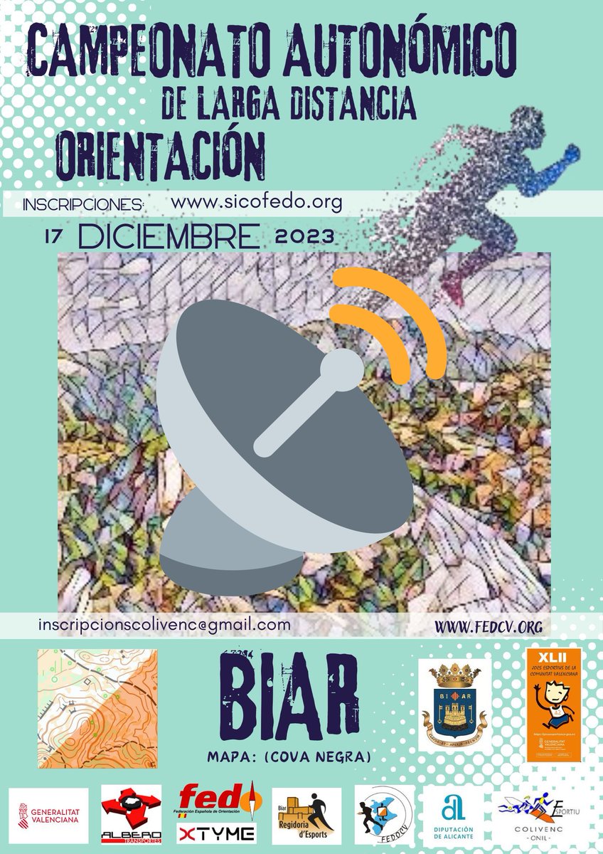 FEDOCV (@fedocv) on Twitter photo 📡 Sigue los RESULTADOS EN DIRECTO de la 🧭🗺️ 16ª, y última, prueba de la #LACV2023 en #Biar (#Alicante), con más de 🏃♀️🏃♂️ 260 inscrit@s.
CA CV DISTANCIA LARGA (17 DIC) - ⌚️ 10:30 h.:
🔗 liveresultat.orientering.se/followfull.php…
Más info:
ℹ️ fedocv.org/noticias/1821-…
#LACV #orienteering #orientación 📡 Sigue los RESULTADOS EN DIRECTO de la 🧭🗺️ 16ª, y última, prueba de la #LACV2023 en #Biar (#Alicante), con más de 🏃♀️🏃♂️ 260 inscrit@s.
CA CV DISTANCIA LARGA (17 DIC) - ⌚️ 10:30 h.:
🔗 liveresultat.orientering.se/followfull.php…
Más info:
ℹ️ fedocv.org/noticias/1821-…
#LACV #orienteering #orientación