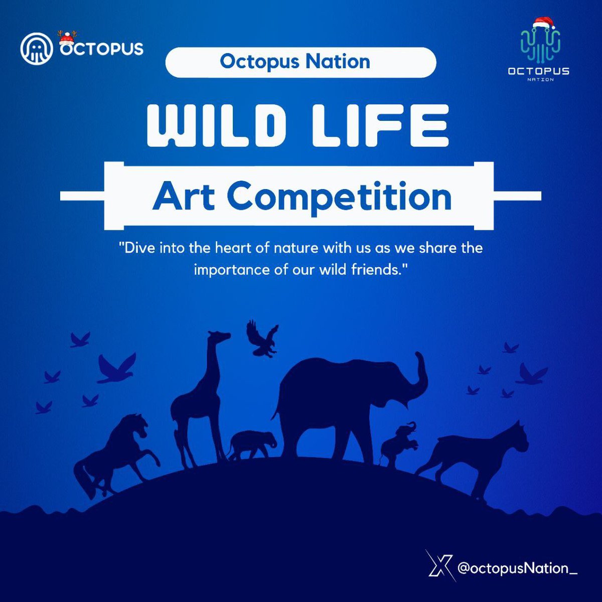 🗓️ Reminder: 🎨 Embrace your artistic side in Octopus Nation's Virtual Wildlife Art Competition! 🌊 Let your creativity flow and celebrate nature through unique expressions. Dive into the world of wildlife with us! 🌿🦓 #OctopusWildlifeArtCompetition #NatureInspiredArt