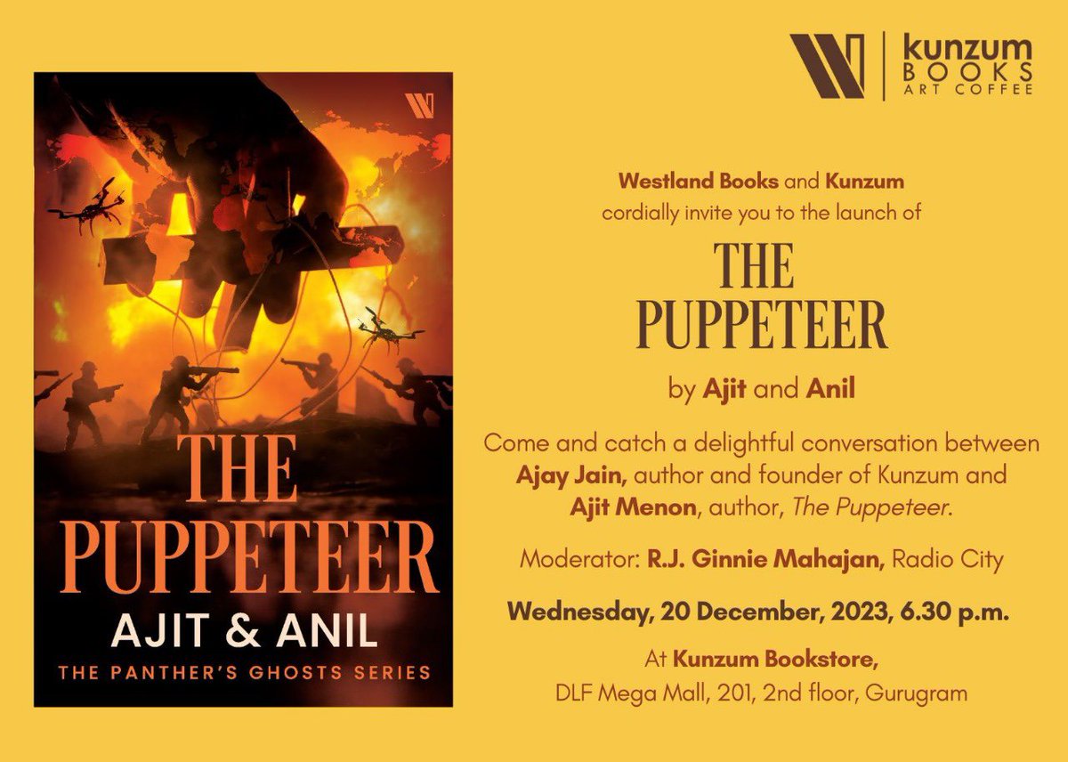 Mark your calendars! We will be launching The Puppeteer this Wednesday at @kunzum ! Come for an exciting discussion and get your copy signed.