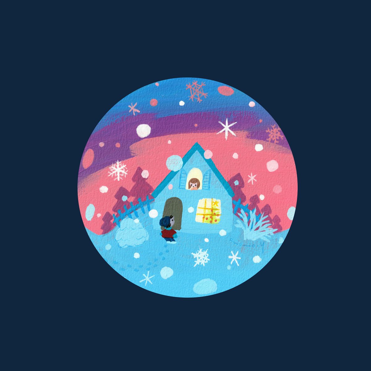 「スノードーム -雪と夕暮れ- 」|大桃洋祐のイラスト