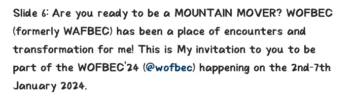 Wunmithegreat's tweet image. Another bright morning to remind you that you can be a MOUNTAIN MOVER 😊💥

Let&apos;s countdown together ❤️

#WOFBEC2024 #WOFBECKONS #MountainMovers