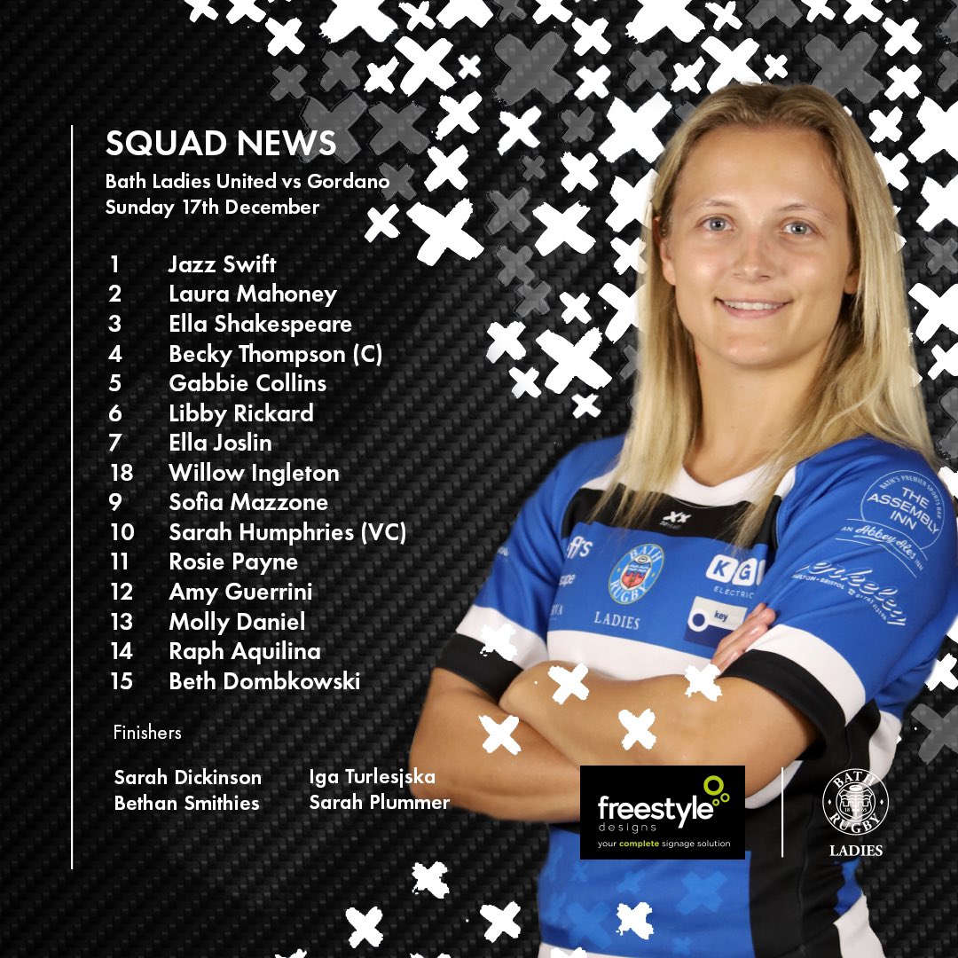 Bath Rugby Ladies (@bathrugbyladies) on Twitter photo The final run outs for 2023!
💙 BRL UTD v <a href="/GordanoLRugby/">Gordano Ladies Rugby</a> 13:30 @ <a href="/AvonRFC/">Avon Rugby Club</a>
🖤 1st XV v Beckenham Ladies 14:15 @ Lambridge
🤍 H’s 300th game for BRL!
#BRLXX The final run outs for 2023!
💙 BRL UTD v <a href="/GordanoLRugby/">Gordano Ladies Rugby</a> 13:30 @ <a href="/AvonRFC/">Avon Rugby Club</a>
🖤 1st XV v Beckenham Ladies 14:15 @ Lambridge
🤍 H’s 300th game for BRL!
#BRLXX