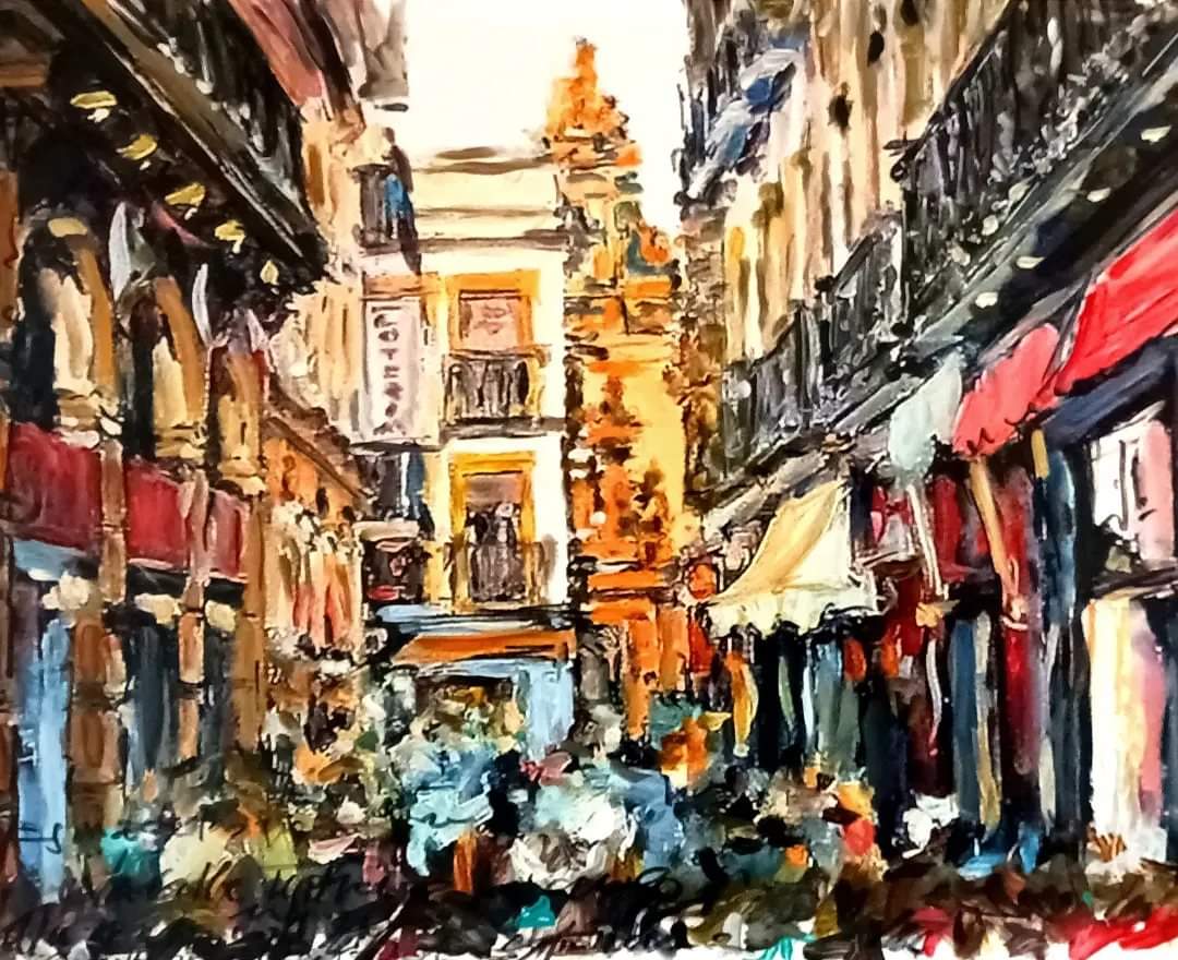 #sevilla #seville #sevilha #callesagasta #callesagastasevilla @LoteriaSagasta 110x80 cm #urbanlandscape #paisajeurbano #acrylicpainting #pedroromerosequi #art