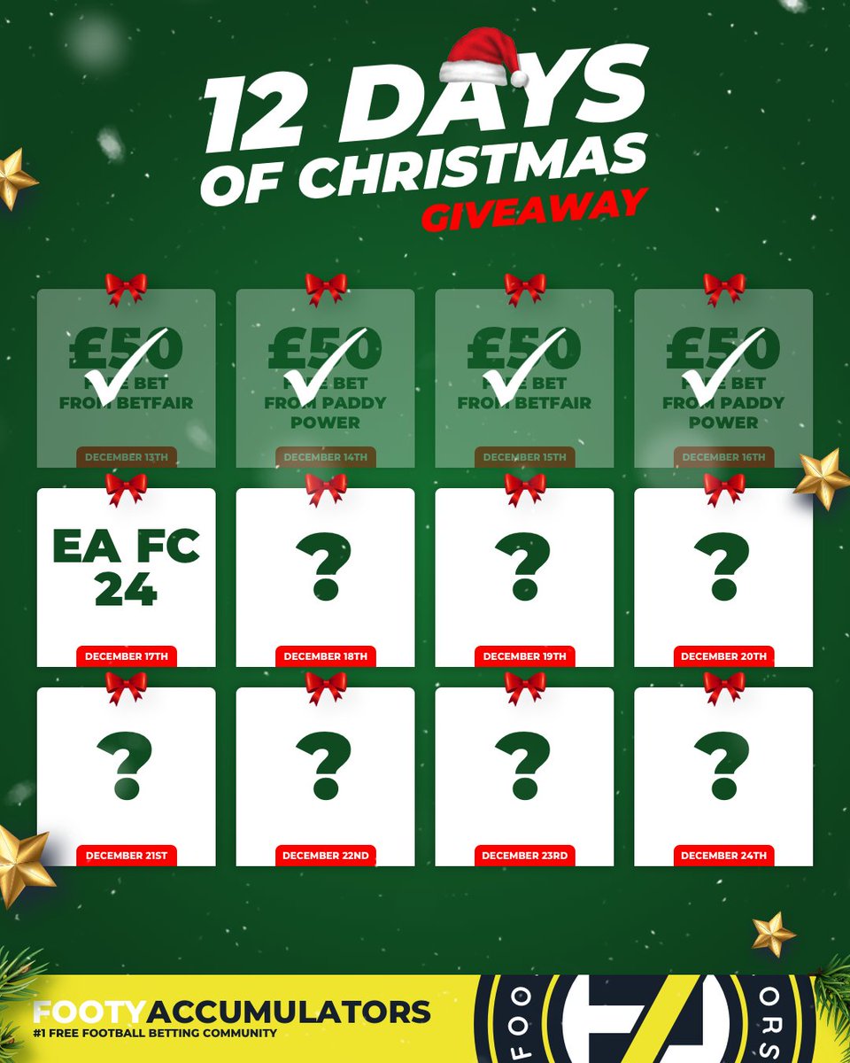 DAY 5 OF OUR 12 DAYS OF GIVEAWAYS! 🚨 Win a copy of EAFC 24! 🤩 RT & FOLLOW US TO ENTER! ✅ Winner picked TONIGHT @ 10pm - good luck! 🙏