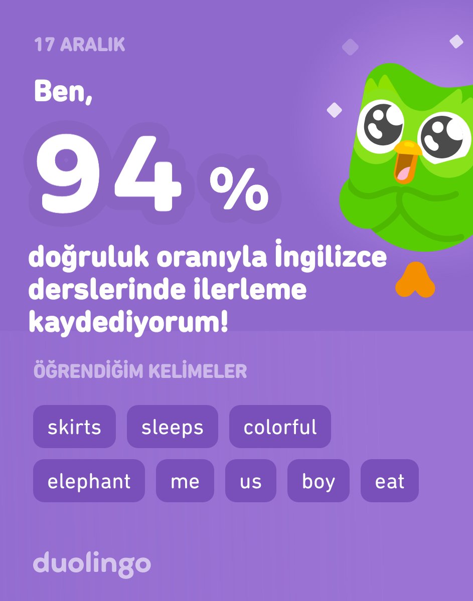 Duolingo'da İngilizce öğreniyorum! Duolingo hem etkili hem eğlenceli hem de ücretsiz.