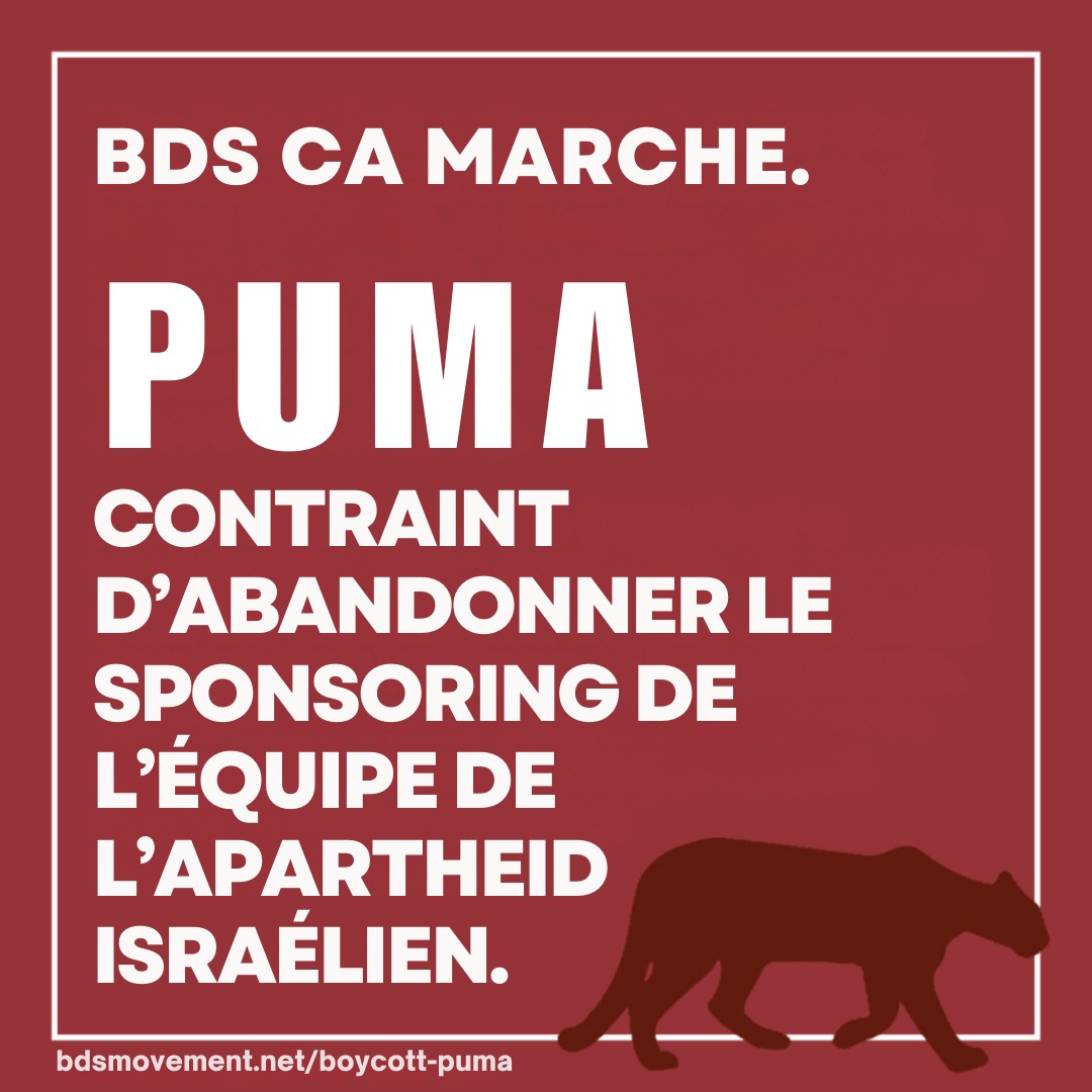 PUMA a annoncé qu'il ne renouvellerait pas son sponsoring de l'équipe 'Apartheid Israël'. Voici pourquoi.
#spoileralert  #BoycottPuma
#GazaGenocide