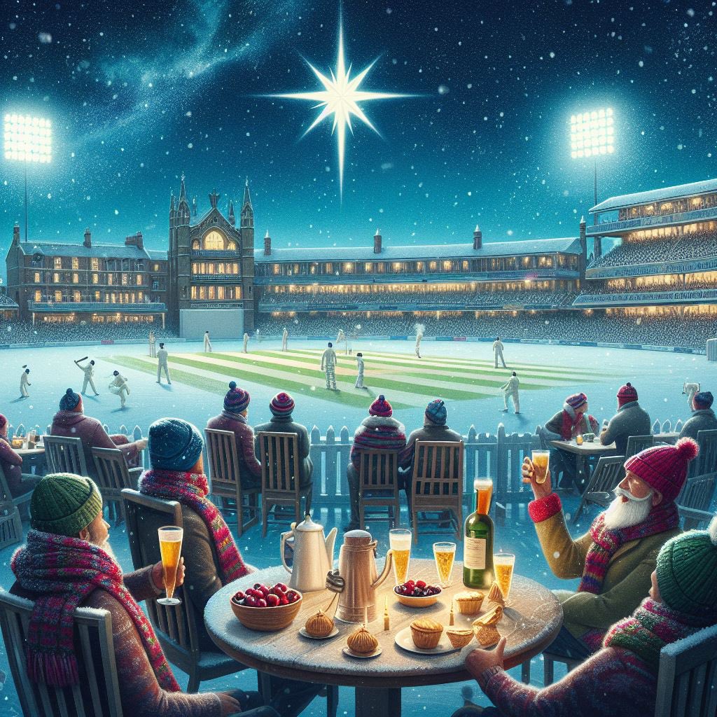 WG_RumblePants's tweet photo. Been totally wasting my morning making Christmassy AI cricket images whist drinking @CricketCoffeeCo 

Fun though https://t.co/2nE5bqOrWP