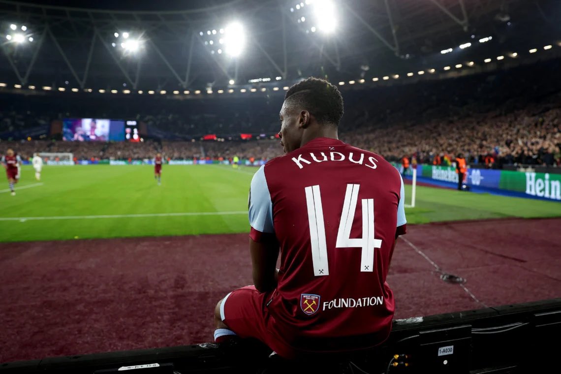 Kudus quickly coming a fan favourite at West Ham! What a player!!! #COYI