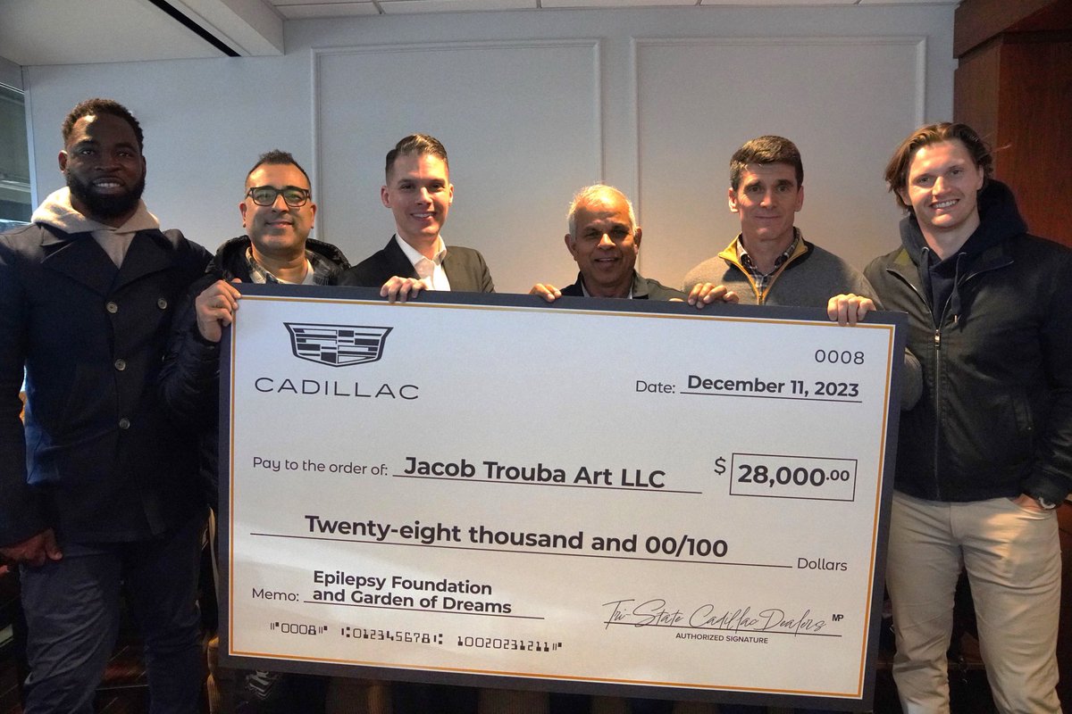 Jacob Trouba (@jacobtrouba) on Twitter photo Thank you Tri-State Cadillac dealers for your support of #JacobTroubaArt <a href="/Cadillac/">Cadillac</a> #tristatecadillac <a href="/JustinTuck/">Justin Tuck</a> <a href="/gardenofdreams/">Garden of Dreams</a> <a href="/EpilepsyFdn/">Epilepsy Foundation of America</a> Thank you Tri-State Cadillac dealers for your support of #JacobTroubaArt <a href="/Cadillac/">Cadillac</a> #tristatecadillac <a href="/JustinTuck/">Justin Tuck</a> <a href="/gardenofdreams/">Garden of Dreams</a> <a href="/EpilepsyFdn/">Epilepsy Foundation of America</a>