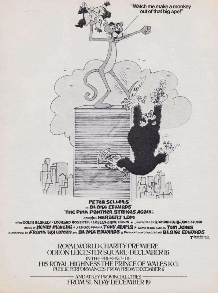 Forty-seven years ago today at the Odeon Leicester Square, the Pink Panther struck again… #ThePinkPantherStrikesAgain #1970s #film #Films #comedy #PeterSellers #BlakeEdwards #HerbertLom #InspectorClouseau
