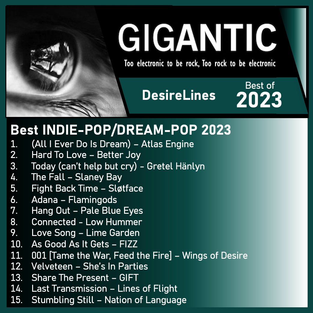 First of 4 'best of 23' mixes. 1st is the bright but bruised sound of dream-pop - a top 15 but not in order
bit.ly/3NxQO4G

@betterjoymusic 
@GretelHanlyn 
@slaneybay 
@slotfaceband 
@Flamingods 
@pbemusic 
@LowHummer 
@wingsofdesir3 
@shesinparties__ 
@linesof_flight