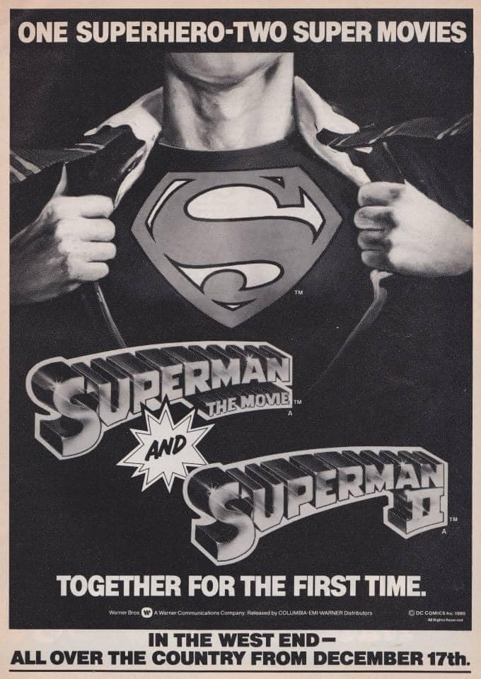 Forty-two years ago today, there was one superhero and two super movies in UK cinemas… #SUPERMAN #film #Films #superhero  #ChristopherReeve #GeneHackman #MargotKidder #TerenceStamp #RichardLester #RichardDonner #fantasy