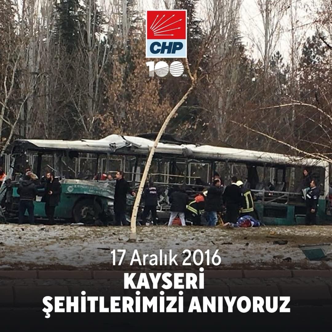 17 Aralık 2016 tarihinde Kayseri'de meydana gelen hain terör saldırısının yıl dönümünde, bu acı dolu günü bir kez daha saygı ve rahmetle anıyor, şehitlerimizin aziz hatırası önünde saygıyla eğiliyoruz. #chp