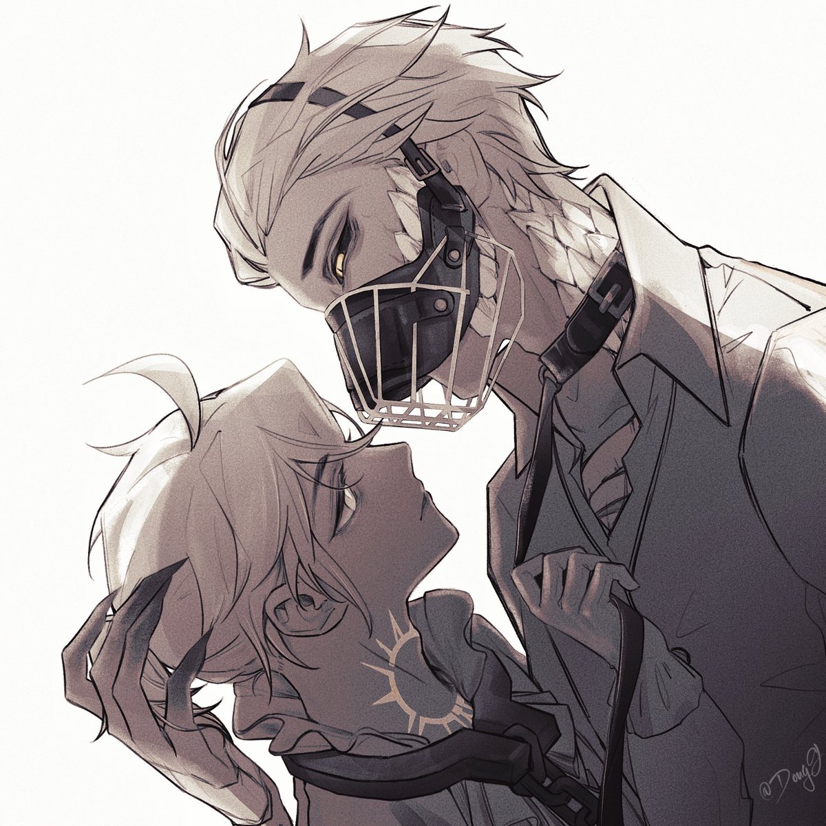 Naokelllll's tweet photo. #IdentityV 
#Alvaluca #隐囚
��的自缚⛓️
雾霭x废寝
人体有参考）
＊自己难得喜欢的一张但是在LOF被限流了（雾💔） https://t.co/i4AQqTaGfb