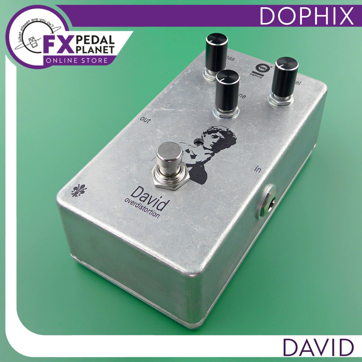 Introducing the David by Dophix, a premium overdrive and distortion pedal renowned for its rich warmth and distinctive character. #FXPedalPlanetOnlineStore #Dophix #David #Overdrive #Distortion #EffectsPedal