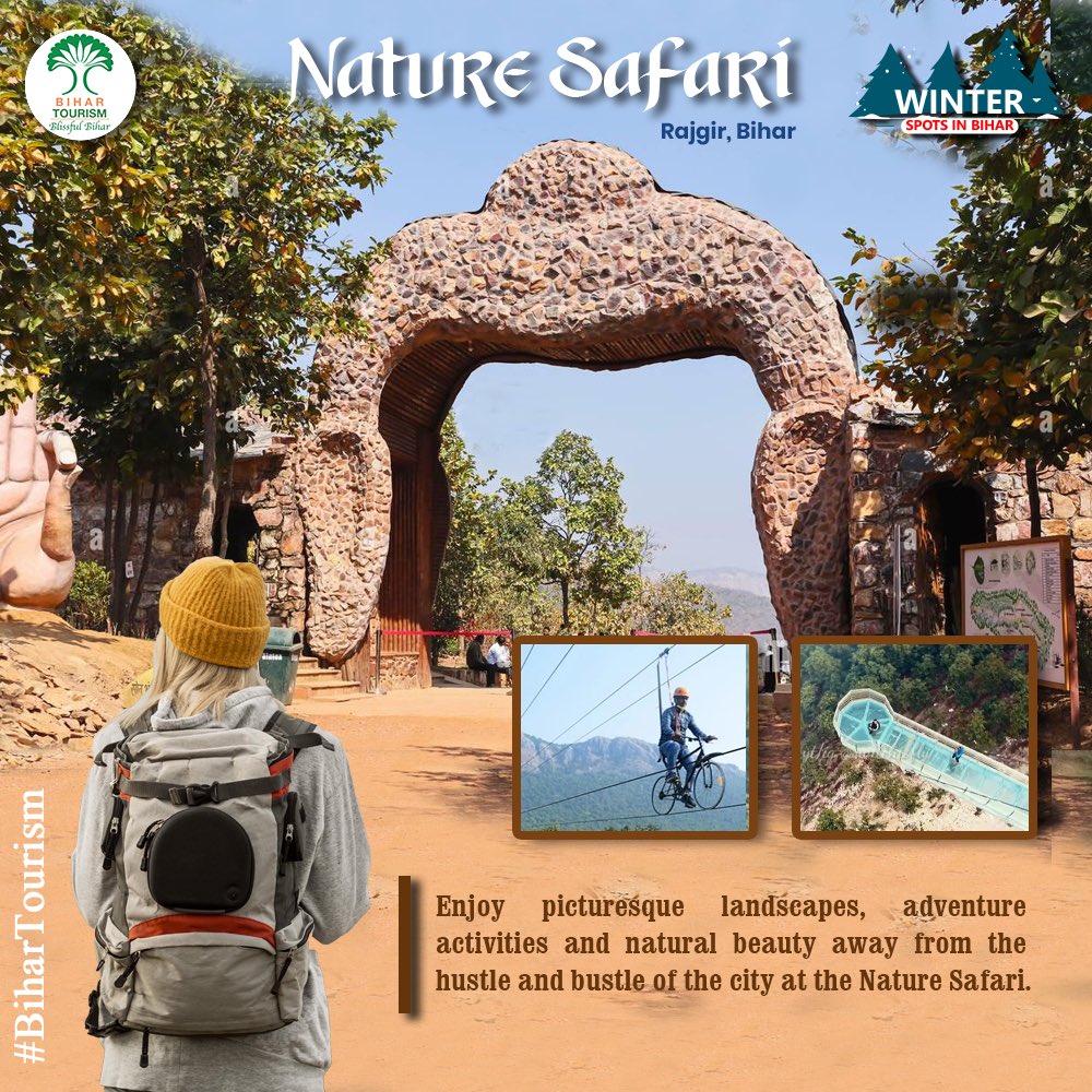 This #winter experience the thrill of Glass Bridge, Suspension Bridge, and endless recreational activities at the Nature Safari in #Rajgir. Plan a trip to get away from the hustle and bustle of the city!
.
.
.
.

#NatureSafari #WinterDestinations #nature #Adventure #BlissfulBihar…