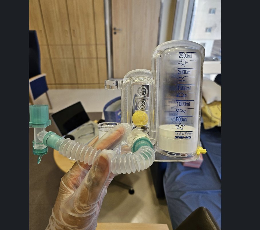 We are implementing IS #breathing exercise for a tracheostomized patient. Instead of using the mouthpiece typically used in incentive spirometry, a #tracheostomy collar or adapter can be attached to the tracheostomy tube. This allows the patient to inhale through the