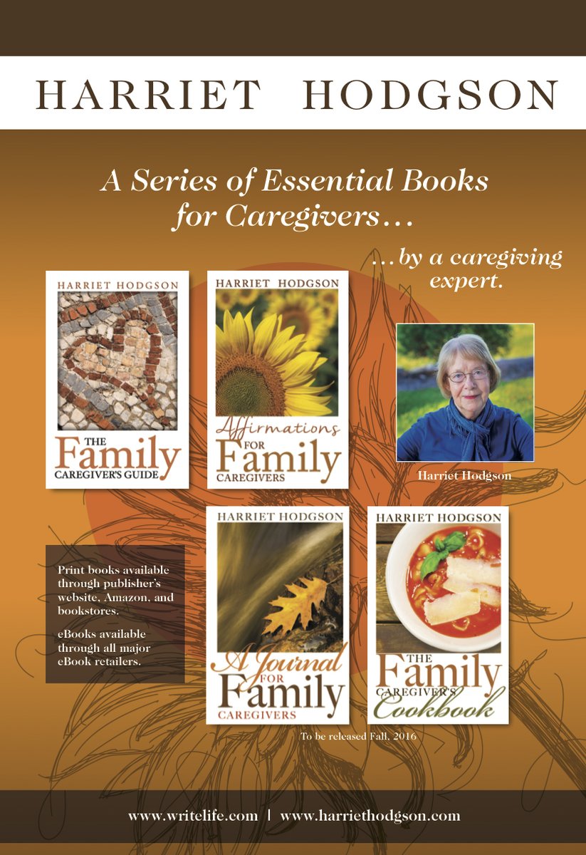 Are you a caregiver? My series of books may make things easier for you. The Family Caregiver's Cookbook is available as an e-book.