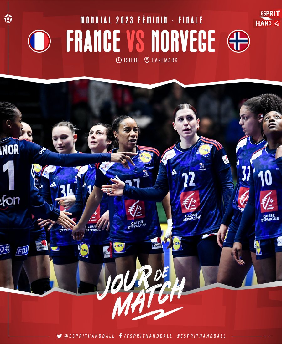 🤾‍♀️C'est jour de finale pour nos Bleues ! Rendez-vous à 19h pour soutenir les handballeuses de l'équipe de France dans leur quête d'une troisième étoile face aux redoutables Norvégiennes ! 🫶🇫🇷 #FRANOR 📺 @beinsports_FR et @TF1