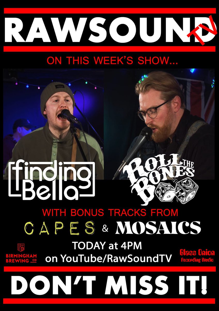 🚨NEW SHOW🚨 Tune in TODAY at 4pm for a brand new episode of Birmingham’s one & only new music show! It’s all killer, no filler We’ve got the excellent @finding_bella & top Derby band @RollTheBonesUK PLUS bonus tracks from @UkCapesband & @MosaicsBandUK 🔥 youtu.be/p2kVCR5MKaE?fe…