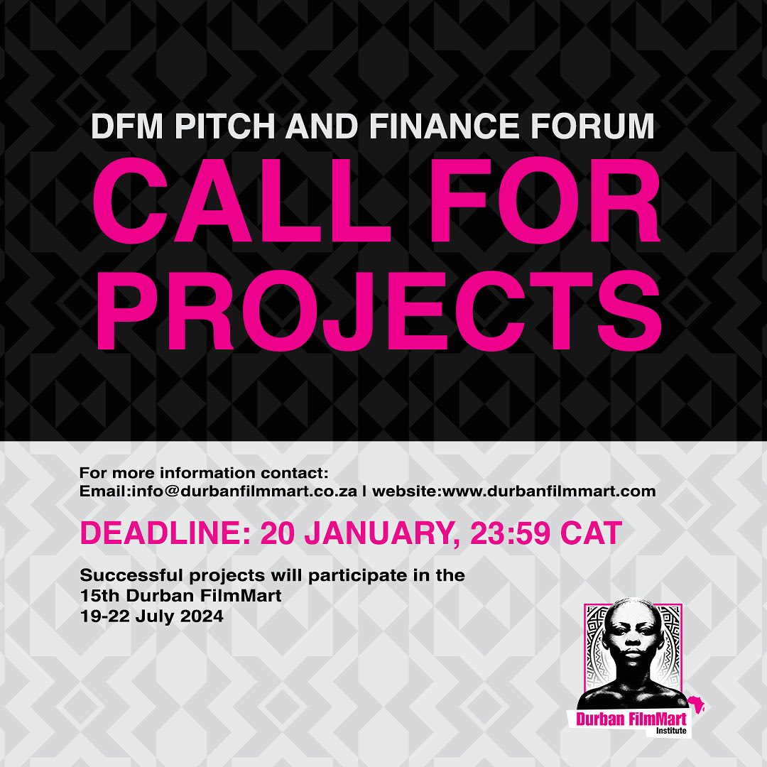 Project submissions for the 15th Durban FilmMart (DFM), Africa's leading film finance and co-production market are now open! Applications can be made through the DFMI website: durbanfilmmart.co.za Deadline for applications: Friday, 20 January 2024