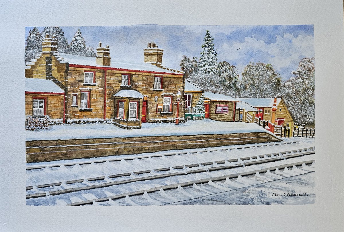Calling that done. Goathland Railway Station in the snow. Watercolour with a bit of white gouache. Merry Christmas one and all. 👍🖌🚂❄️🎅🙂
