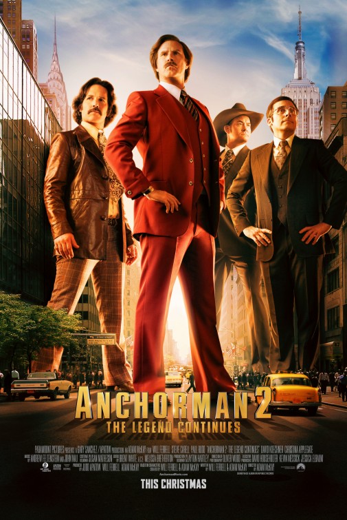 #RonBurgandy returned 10 years ago today when #Anchorman2 #TheLegendContinues opened on December 18th, 2013 #WillFerrell #SteveCarrell #PaulRudd #DavidKoechner #ChristinaApplegate #DylanBaker #MeaganGood #JamesMarsden #FredWillard #KristenWiig #AdamMcKay #ComedySequels