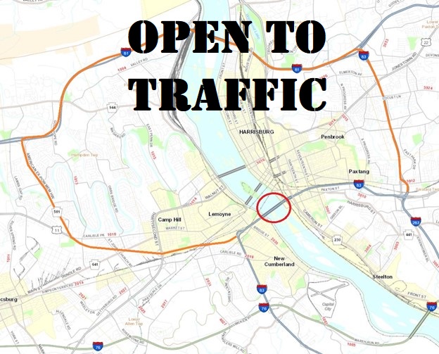 Open to Traffic: SB I-83 John Harris Memorial (South) Bridge Over Susquehanna River Between Dauphin and Cumberland Counties. Repairs complete; detour has been lifted. Details at penndot.pa.gov/RegionalOffice…