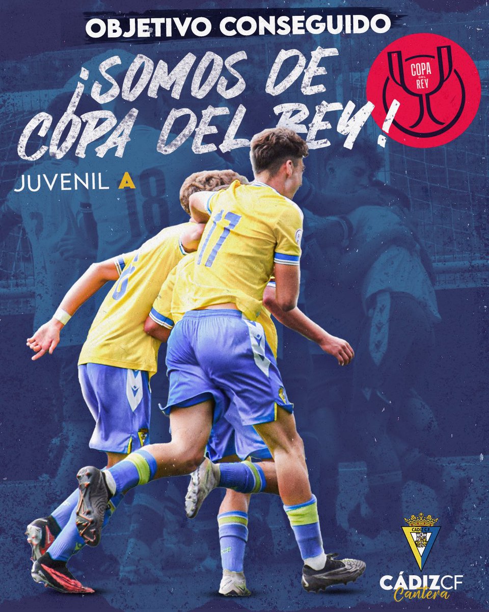 #CanteraCadista 💛💙

Con mucho trabajo, esfuerzo, compromiso, sacrificio y, como no, 𝐒𝐔𝐅𝐑𝐈𝐌𝐈𝐄𝐍𝐓𝐎, nuestro Juvenil A vuelve a ser equipo de 𝐂𝐎𝐏𝐀 𝐃𝐄𝐋 𝐑𝐄𝐘 un año más.

👏🏻🏆 ¡𝗘𝗡𝗛𝗢𝗥𝗔𝗕𝗨𝗘𝗡𝗔, 𝗖𝗛𝗔𝗩𝗔𝗟𝗘𝗦!