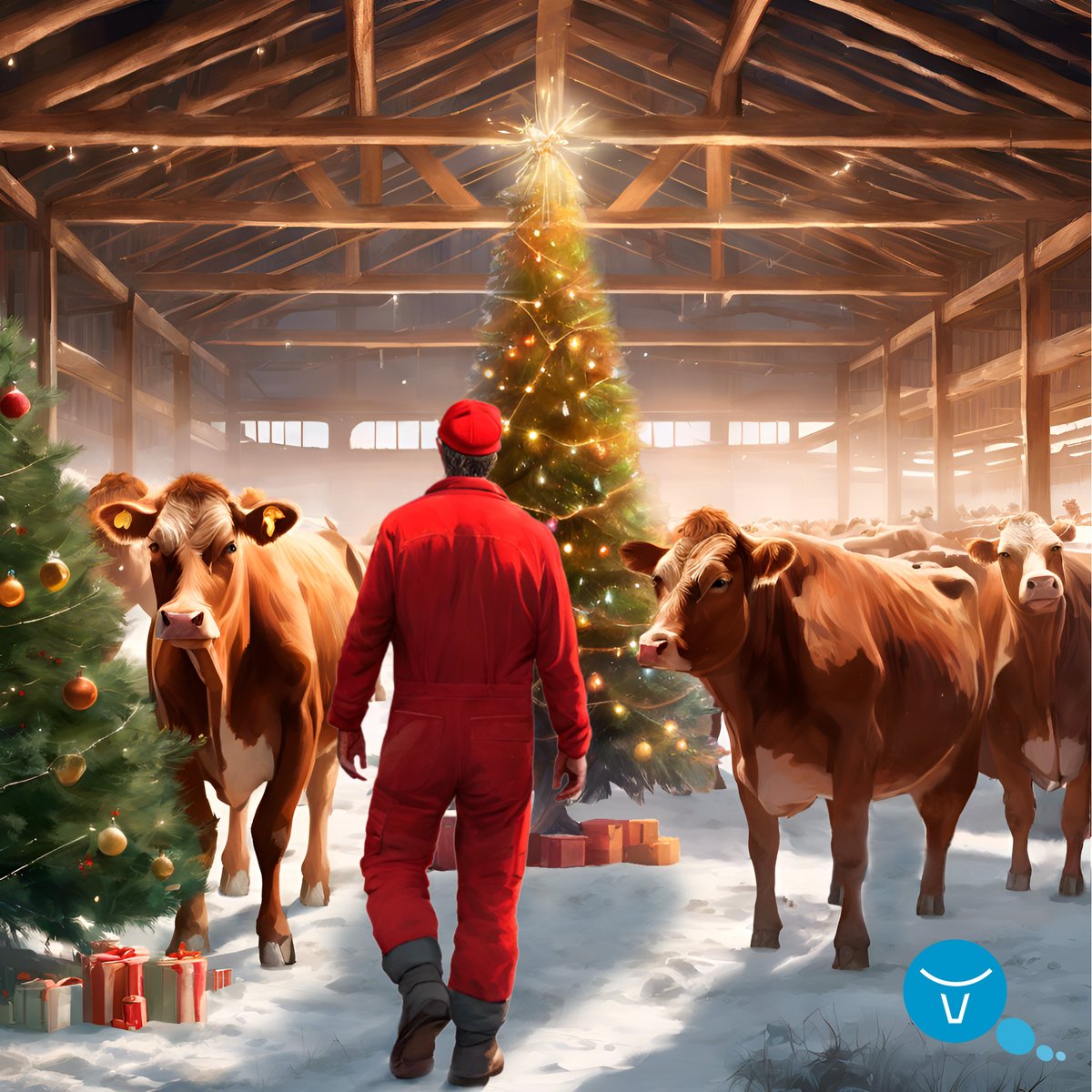 On Christmas Eve, the dairy farmer told his cows to be on the lookout for a jolly man in a red suit. 🎅

They stayed up all night mooing with glee, waiting for the holly jolly visit, but imagine their shock when the vet turned up wearing his red overalls! 🐮🔴