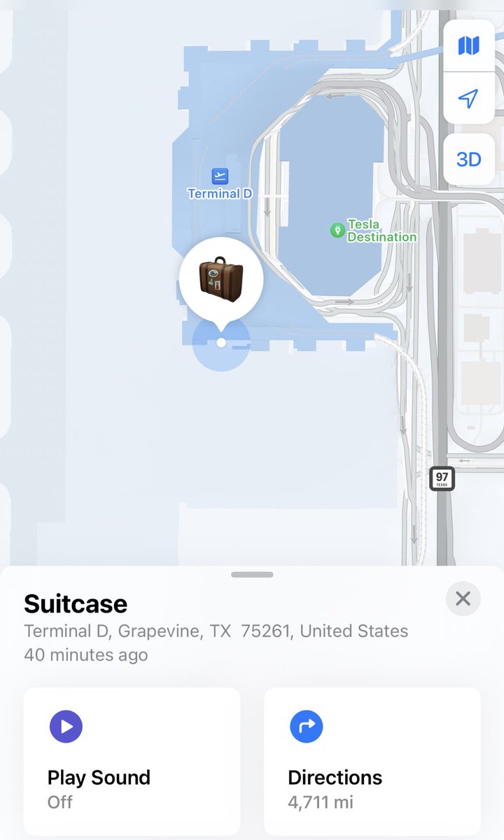 WRNicholls's tweet photo. @British_Airways You lost my bag Friday. I’ve told your team where it is in DFW as I have tracking. It hasn’t moved yet. What’s going on? https://t.co/0N7zDA6I2B