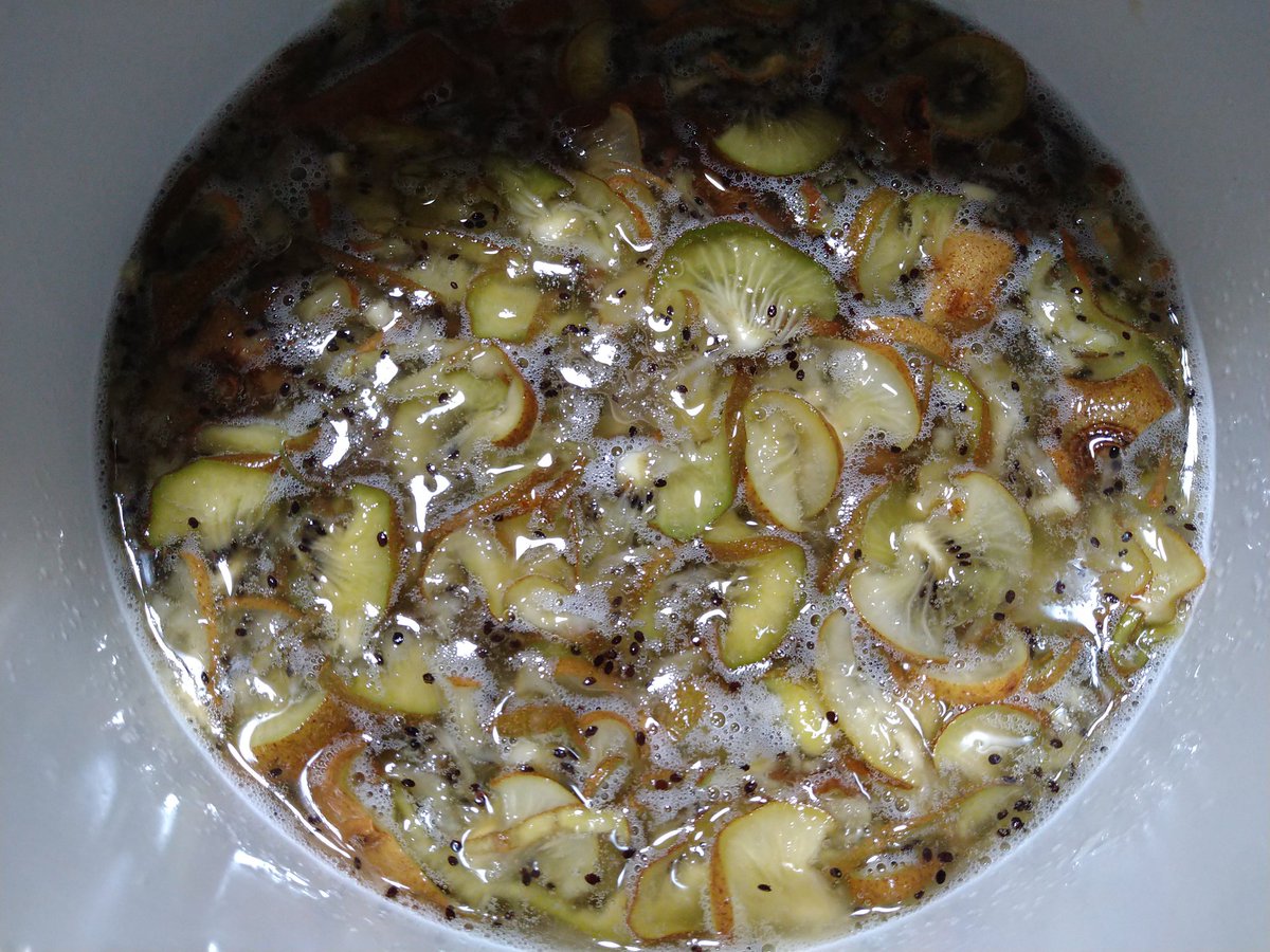 酵素ジュース仕込んで２日目🥤
まだ砂糖は底に溜まってたから、かき混ぜて…美味しくなりますように✨