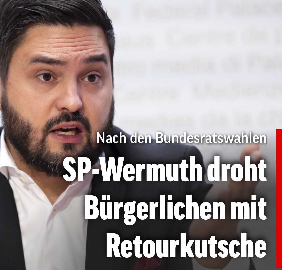 Wir zittern jetzt schon. #Kasperlitheater 

Nach den #Bundesratswahlen: SP-Wermuth droht Bürgerlichen mit Retourkutsche 

blick.ch/politik/bundes…