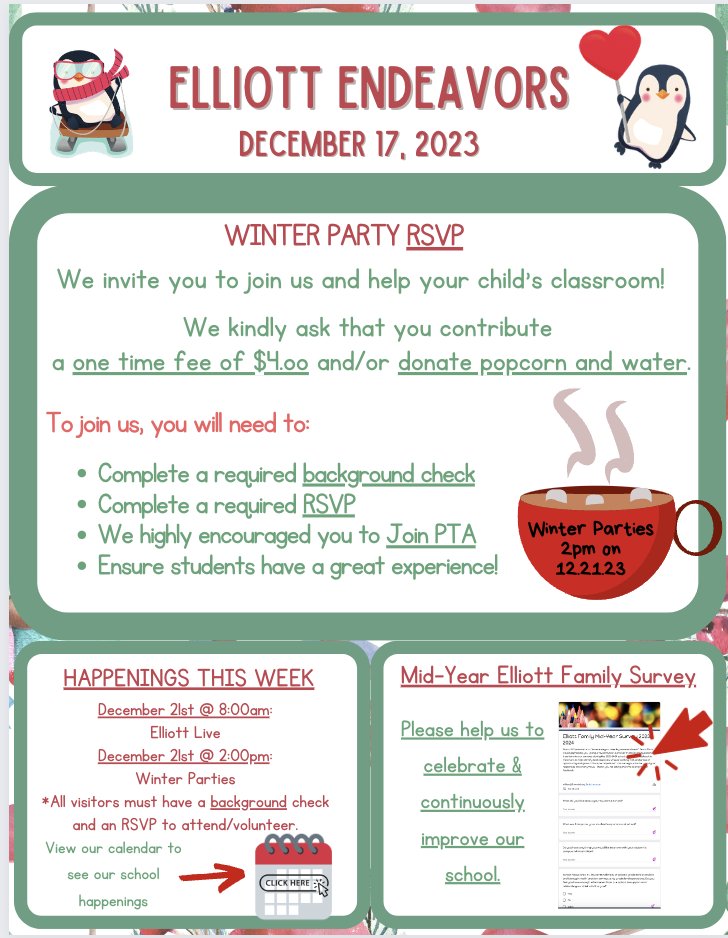 We are excited for another great week at Elliott! Please read our grade level and school wide newsletters: sites.google.com/friscoisd.org/…